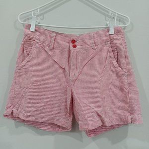 Red and white striped shorts